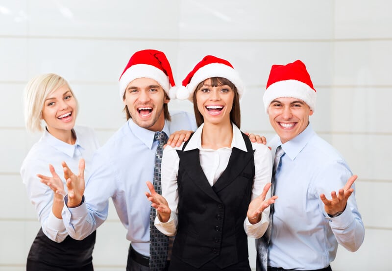 holidays festive events Christmas Party Ideas office employees excited happy